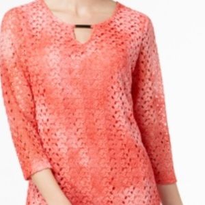NWT JM Collection Tie-Dye Crochet Lace Top Large